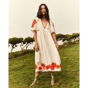 The Great appliqué midi/maxi length embroidered floral dress Sz. 0 NWT